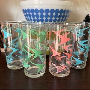 Vintage Retro Atomic Age Hazel Atlas Boomerang Juice Glasses🍊❤️